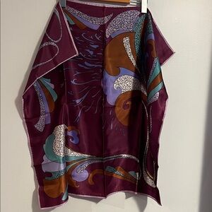 Chic vintage  Print Scarf - Plum, Teal & Rust